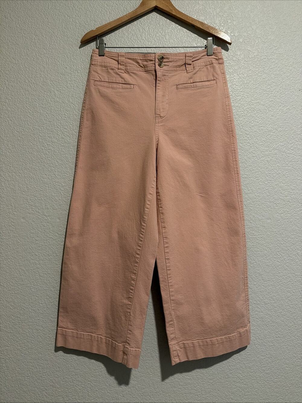 A New Day Wide Leg Pants Coastal Lagenlook High Waisted Chino Cropped Stretch 6